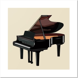 Piano cartoon illustration Posters and Art